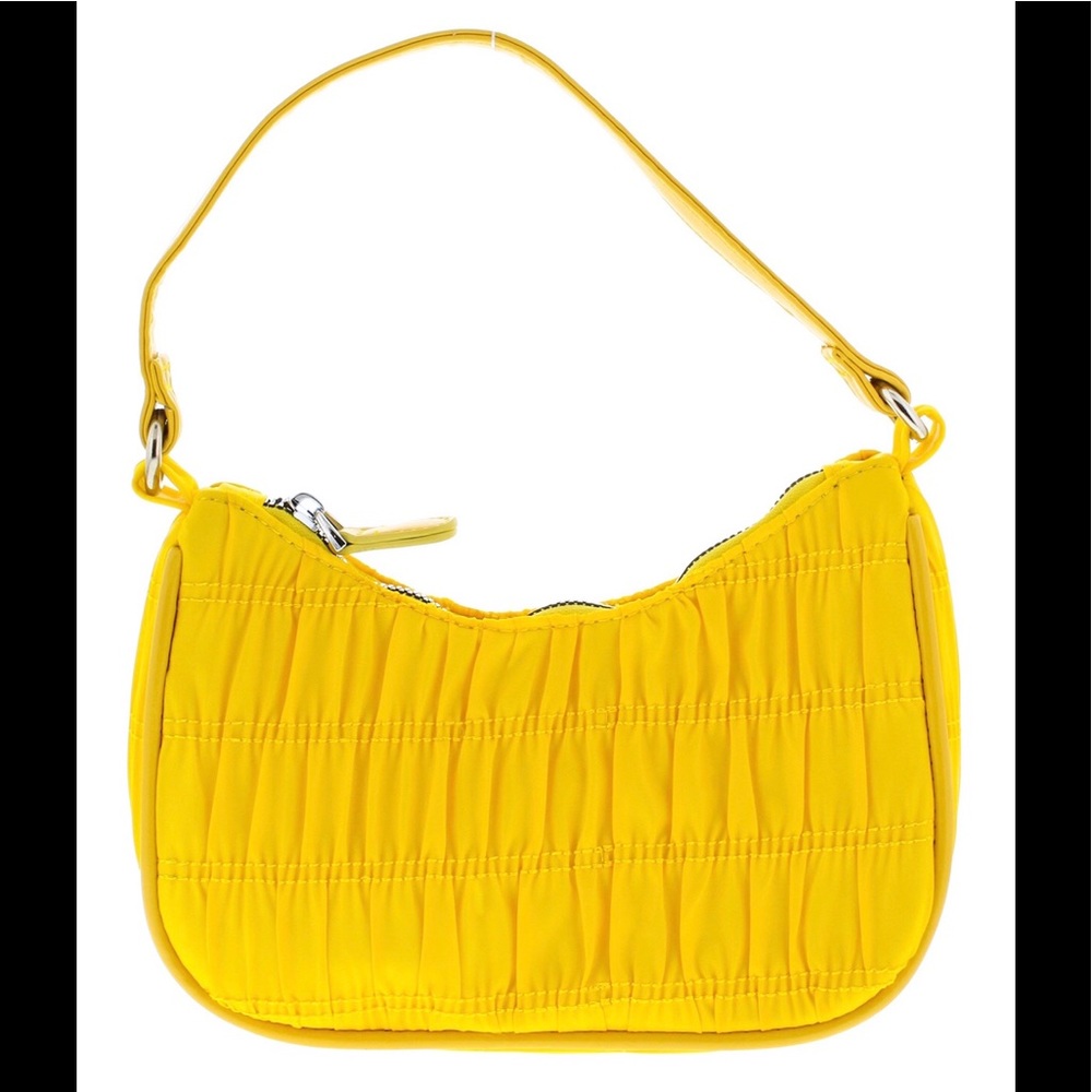 Yellow Ruched Top Zip Mini Shoulder Bag